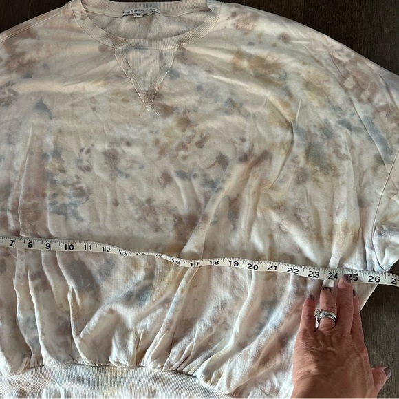 Young Fabulous & Broke Sweatshirt‎ Top Cream Beige Blue Tie Dye Size Med - Picture 8 of 9